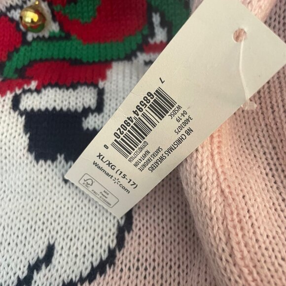 No Boundaries NWT Christmas Sweater Santa's Favorite Pink Juniors XL 15-17 - Picture 5 of 6